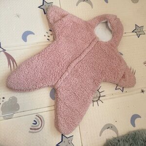Cozy Pink Sherpa Baby Starfish Onesie 0-6mos
